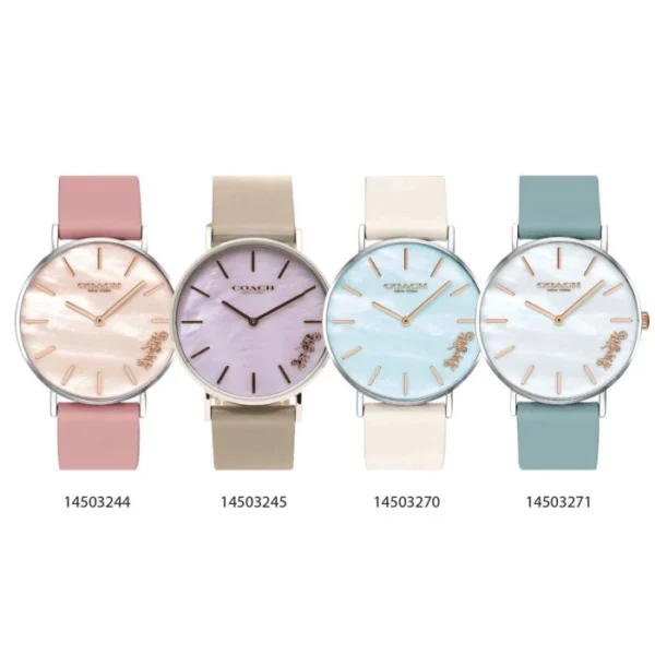 c6849b60-1a38-41f9-8692-6ca8cf3fcdf4_edcfdb58-ff7c-4e9d-a1eb-9ace9238834a Coach Perry Mother of Pearl White Dial Blue Leather Strap Watch for Women - 14503271