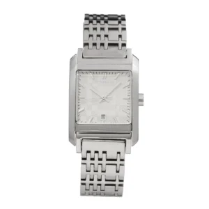 caa95e46fffd8a897afe7746e35dfb23_3e60da6f-91e1-448e-b9db-c5bd482391b8 Burberry Nova Check Square White Dial Silver Steel Strap Watch for Women - BU1572