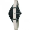 Calvin Klein Rebel Cream Black Dial Cream Leather Strap Watch for Women - K8P237X1