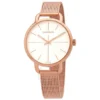 calvin-klein-even-quartz-white-dial-ladies-watch-k7b23626 Calvin Klein Even White Dial Rose Gold Mesh Bracelet Watch for Women - K7B23626