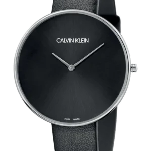 Calvin Klein Full Moon Black Dial Black Leather Strap Watch for Women - K8Y231C1