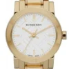 Burberry Heritage White Dial Gold Steel Strap Watch for Women - BU9203
