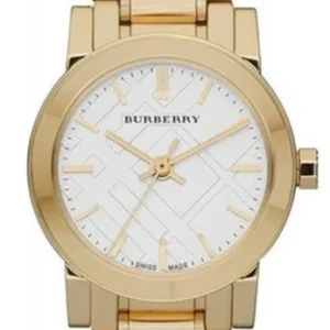 cats-2-136483 Burberry Heritage White Dial Gold Steel Strap Watch for Women - BU9203