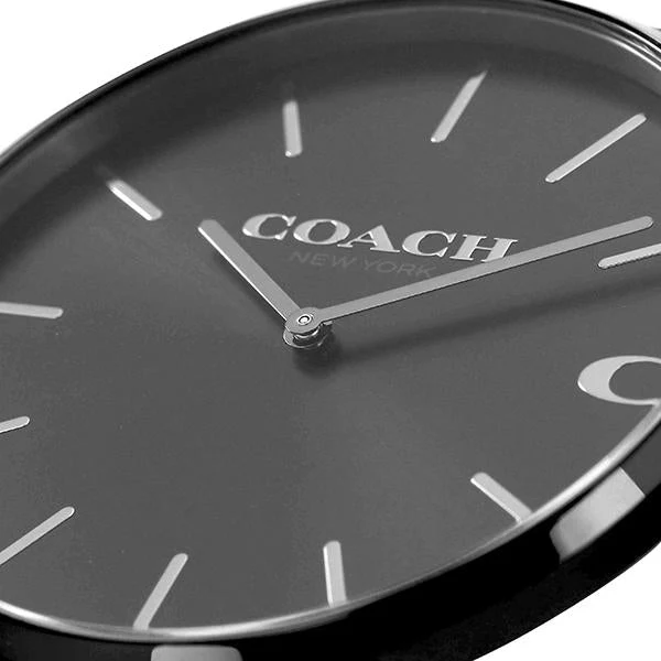 cc14602434-2 Coach Charles Black Dial Black Leather Strap Watch for Men - 14602434