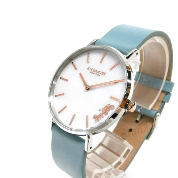 cfe731cb04d15a3c957467fba650bbe1 Coach Perry Mother of Pearl White Dial Blue Leather Strap Watch for Women - 14503271