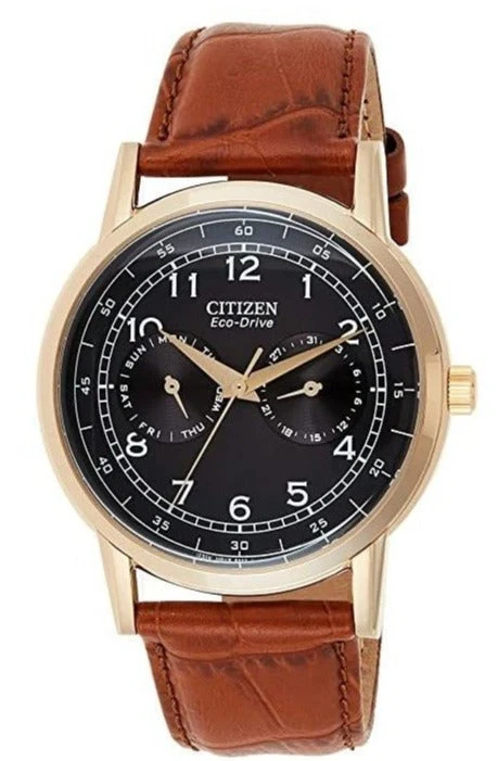 citizen-wach-dial-leather-band-black-ao9003-08e-721381_483d62da-fcb8-46a9-a952-f00fb5e05529 Citizen Eco Drive Multi Function Day & Date Black Dial Brown Leather Strap Watch For Men - AO9003-08E