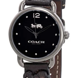 Coach Delancey Black Dial Black Leather Strap Watch For Women - 14502816