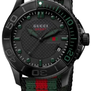 Gucci G Timeless Sport Black Dial Two Tone NATO Strap Watch For Men - YA126229