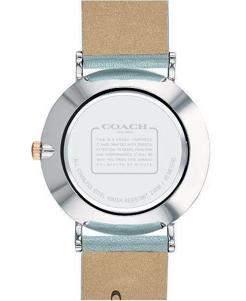 d38113b942130e6783893b10e1b59dba Coach Perry Mother of Pearl White Dial Blue Leather Strap Watch for Women - 14503271