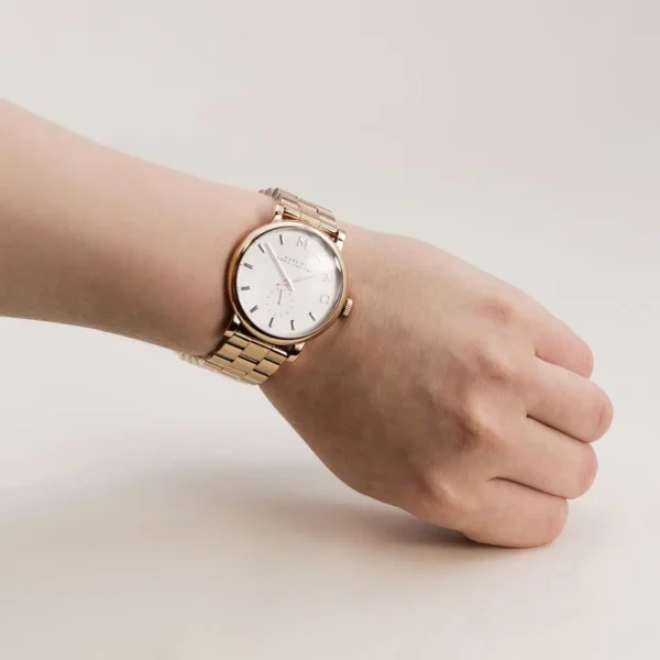 d785a38f-2346-4a07-b498-d9adf31c5acf-228127 Marc Jacobs Baker White Dial Rose Gold Steel Strap Watch for Women - MBM3244