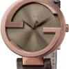 Gucci Interlocking Brown Dial Brown Leather Strap Watch For Women - YA133309