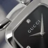 Gucci G Gucci Diamonds Black Dial Silver Steel Strap Watch For Women - YA125406