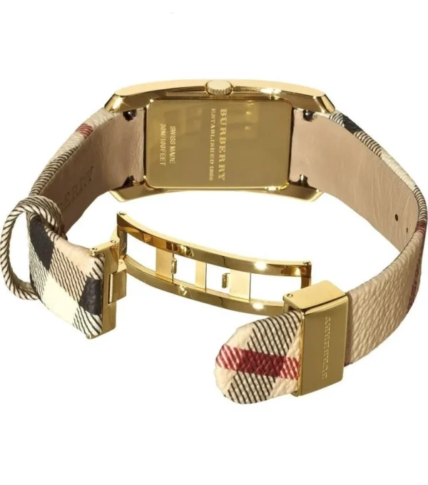 e74871f73f9c934216cba39b8901761b-826716_d02577e3-d847-4d74-b00d-5f4be2bbf19b Burberry Nova Gold Tone Square Dial Leather Strap Watch for Women - BU1582