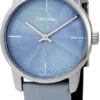 Calvin Klein City Blue Dial Blue Leather Strap Watch for Women - K2G231VN
