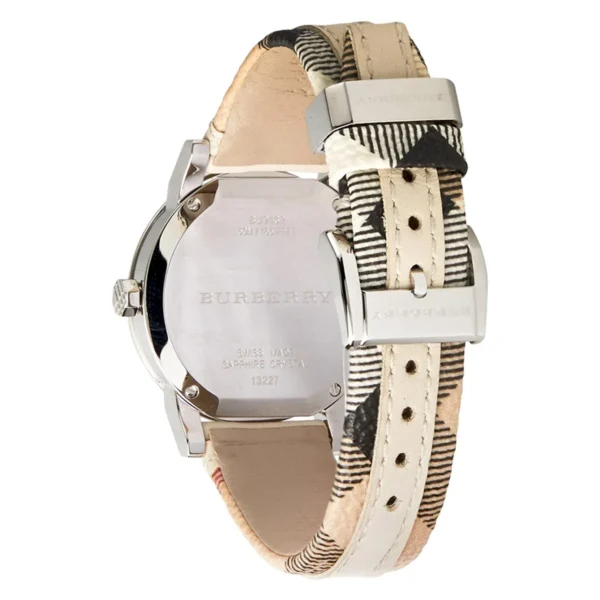 f21a5ad2-62af-40b9-a4da-71110be1eb30_658e1fe6-f1ed-4ac7-b3ee-341404f6372b Burberry The City White Dial Beige Leather Strap Watch for Women - BU9132