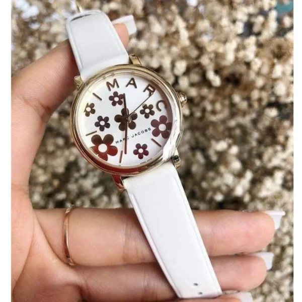 Marc Jacobs Roxy White Dial White Leather Strap Watch for Women - MJ1607