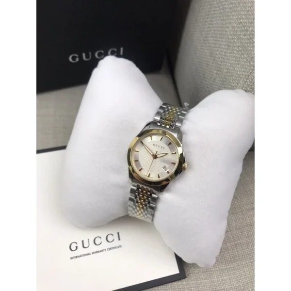 f9e27869d552bca4ec3c57b90cca265a-642498_c7d91592-21ab-43ab-bc8e-76a9b5e40e72 Gucci G Timeless Silver Dial Two Tone Steel Strap Watch For Women - YA126511