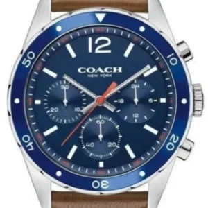 Coach Sullivan Sport Blue Dial Brown Leather Strap Watch for Men - 14606038