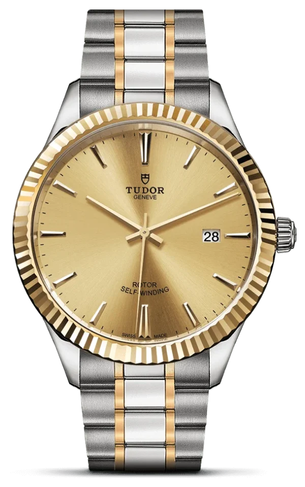 Tudor Style Automatic Gold Dial Two Tone Steel Strap Watch for Men - M12713-0001