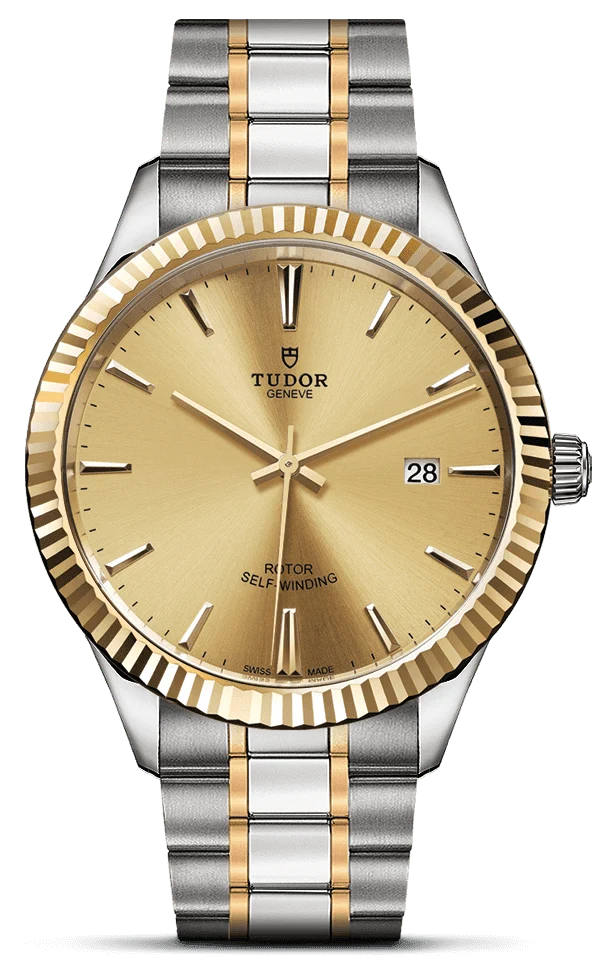 Tudor Style Automatic Gold Dial Two Tone Steel Strap Watch for Men - M12713-0001