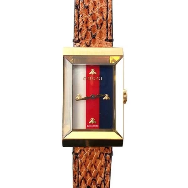 g-000865_1-778788 Gucci G-Frame Mother of Pearl Dial Brown Leather Snakeskin Strap Watch For Women - YA147402
