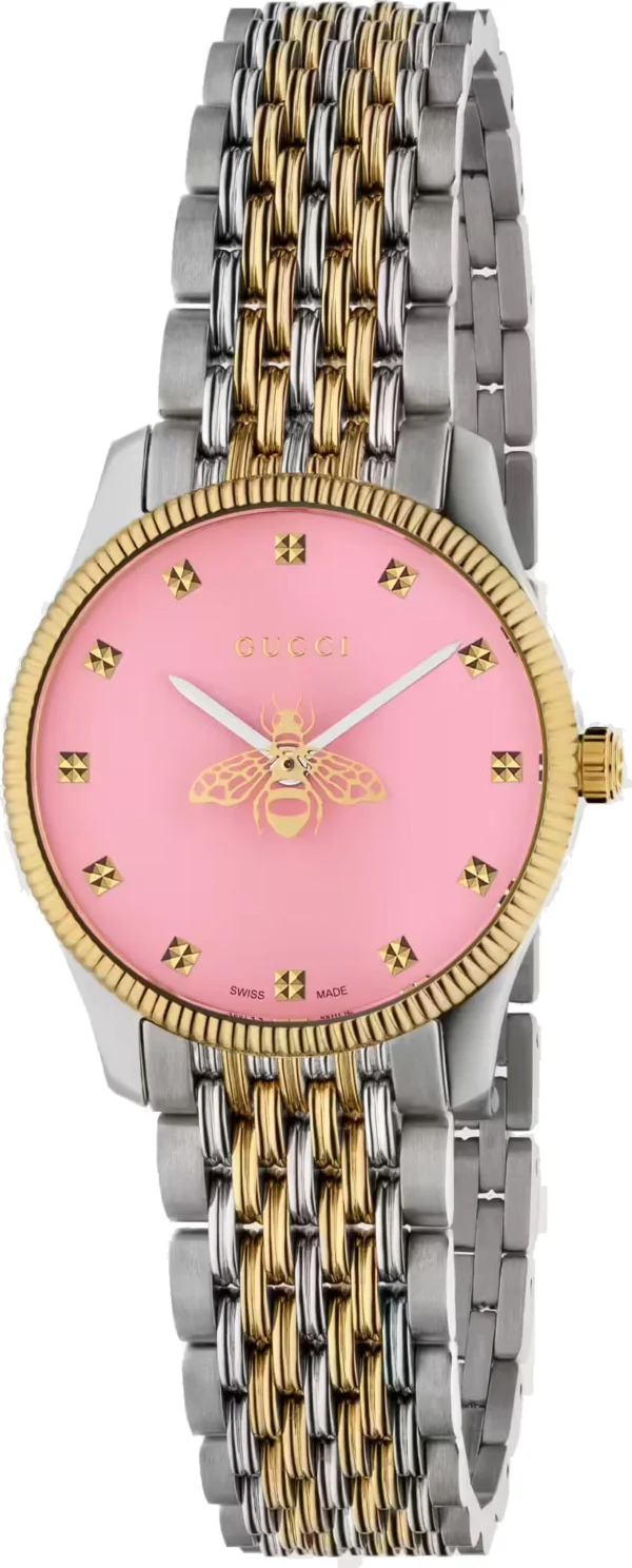 gcc-080-gucci-watch-g-timeless-ladies-ya1265030copy Gucci G Timeless Quartz Pink Dial Two Tone Steel Strap Watch For Women - YA1265030