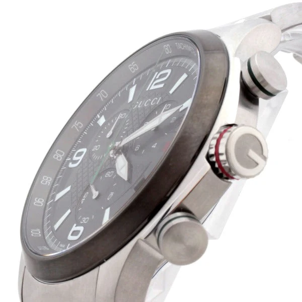 gu-ya126238_3 Gucci G Timeless Chronograph Grey Dial Silver Steel Strap Watch For Men - YA126238