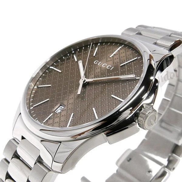 gu-ya126317_3_1_5176c312-84ce-4dc2-ae78-31fb90bc517c Gucci G Timeless Quartz Brown Dial Silver Steel Strap Watch for Men - YA126317