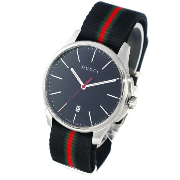 gu-ya126321_1 Gucci G Timeless Analog Quartz Black Dial Black NATO Strap Watch For Men - YA126321
