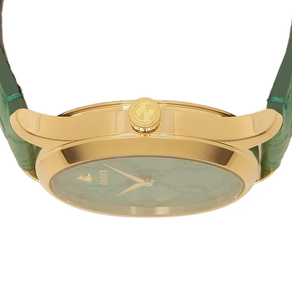 Gucci G Timeless Quartz Green Dial Green Leather Strap Watch For Women - YA1264099
