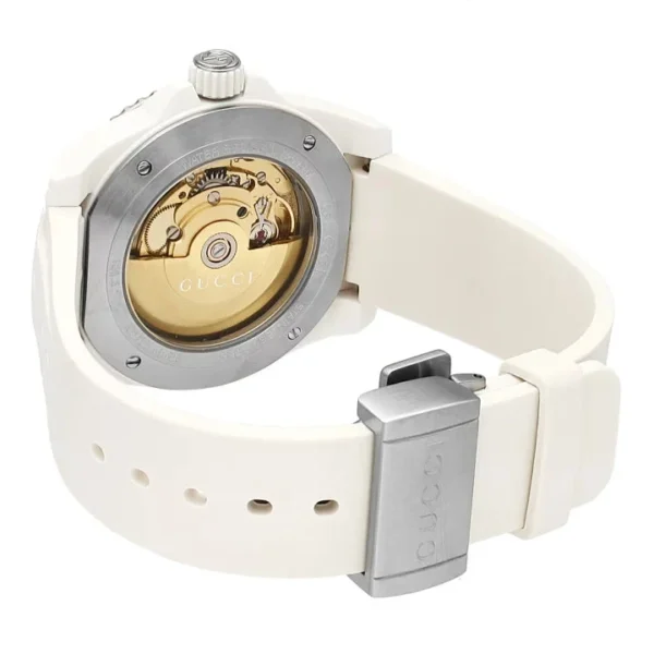 gu-ya136343-5 Gucci Dive Automatic White Dial White Rubber Strap Unisex Watch - YA136342