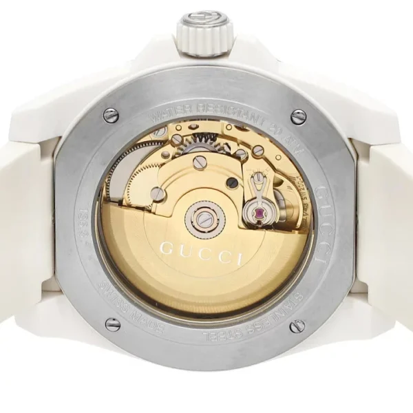 gu-ya136343-6 Gucci Dive Automatic White Dial White Rubber Strap Unisex Watch - YA136342