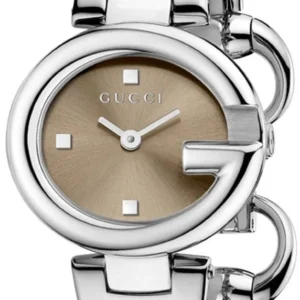 Gucci Guccissima Quartz Diamonds Brown Dial Silver Steel Strap Watch For Women - YA134503