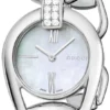 gucci-YA139504 Gucci Horsebit Collection Diamonds Mother of Pearl White Dial Silver Steel Strap Watch For Women - YA139504