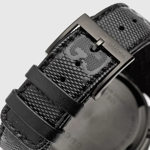 Gucci G Timeless Chronograph Black Dial Black Leather Strap Watch For Men - YA126244