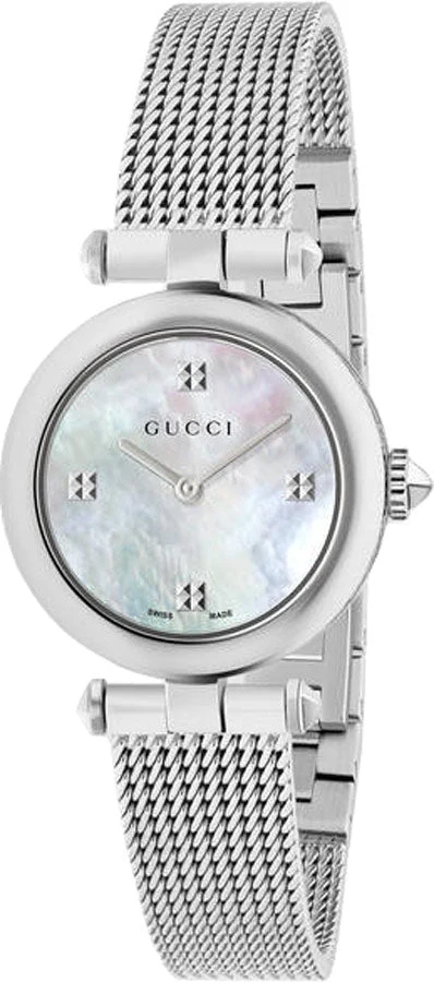 gucci-diamantissima-ya141504-103 Gucci Diamantissima Quartz Diamonds Mother of Pearl Dial Silver Mesh Bracelet Watch for Women - YA141504