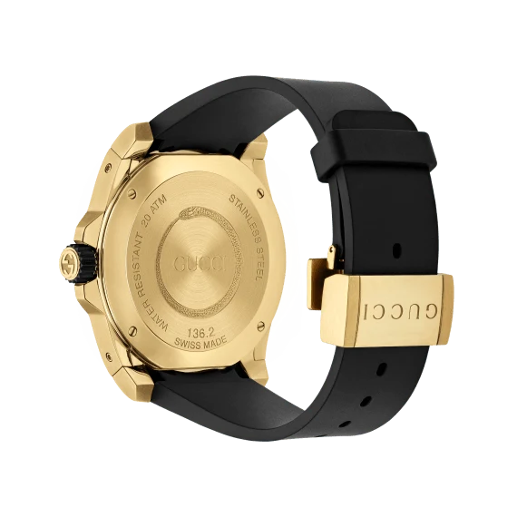 gucci-dive-quartz-xl-ya136219-387490 Gucci Dive Quartz Black Dial Black Rubber Strap Watch For Men - YA136219