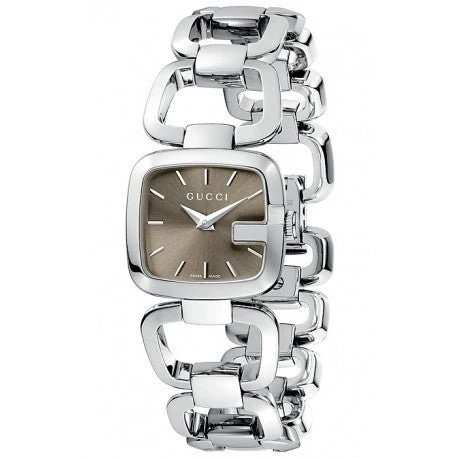 gucci-g-gucci-small-steel-brown-womens-watch-ya125507-579541 Gucci G Gucci Brown Dial Silver Steel Strap Watch For Women - YA125507