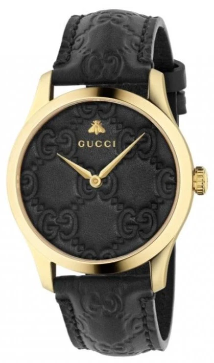 gucci-g-timeless-38mm-ya1264034a-p41019-26178_image Gucci G Timeless Quartz Black Dial Black Leather Strap Watch For Women - YA1264034A