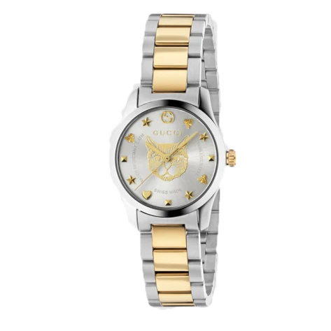 gucci-g-timeless-iconic-ya1265012 Gucci G Timeless Quartz Mother of Pearl Dial Two Tone Steel Strap Watch For Women - YA1265012