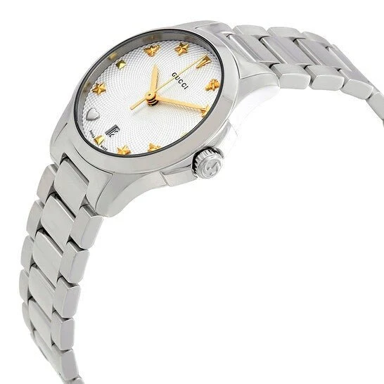 gucci-g-timeless-silver-dial-ladies-stainless-steel-watch-ya126572_2-844582 Gucci G Timeless White Dial Silver Steel Strap Watch For Women - YA126572A