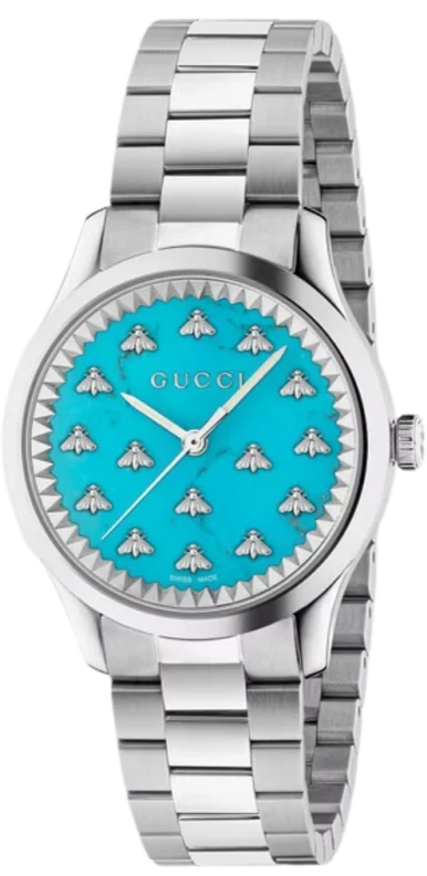 Gucci G Timeless Quartz Turquoise Dial Silver Steel Strap Unisex Watch - YA1265044
