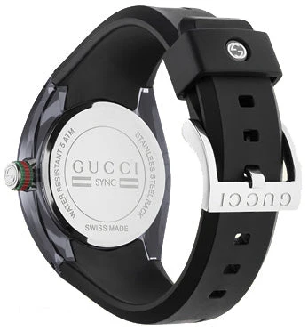gucci-sync-ya137301-152 Gucci Sync Quartz Black Dial Black Rubber Strap Watch For Men - YA137301