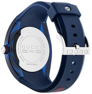 gucci-sync-ya137304-152 Gucci Sync Quartz Blue Dial Blue Rubber Strap Watch For Men - YA137304