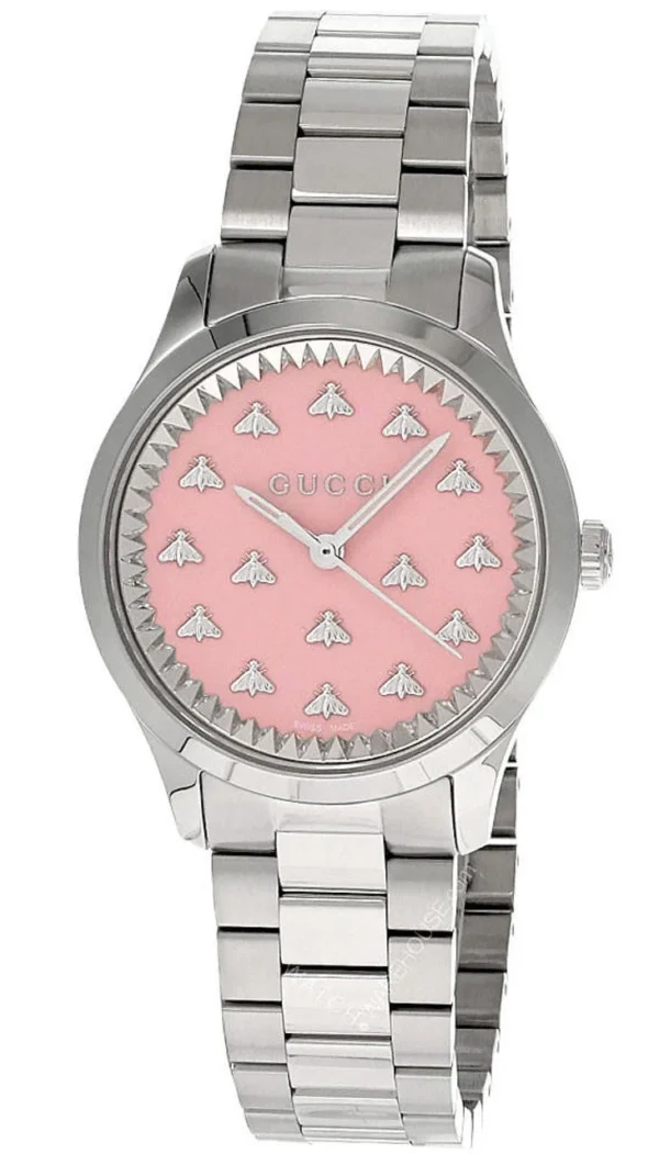gucci-watches-gucci-g-timeless-32mm-quartz-ss-pink-dial-womens-watch-ya1265033__66015 Gucci G Timeless Quartz Pink Dial Silver Steel Strap Watch for Women - YA1265033