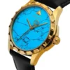 Gucci G Timeless Turquoise Blue Dial Black Leather Strap Watch For Men - YA126462