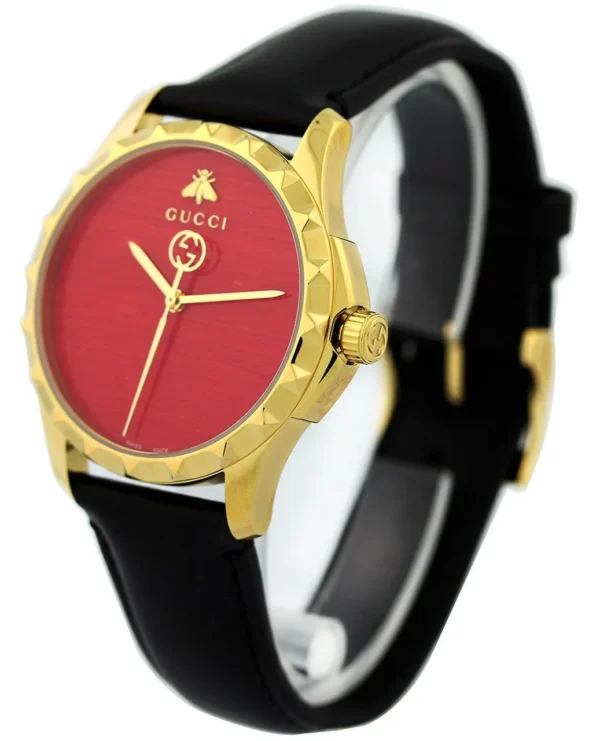 gucci-watches-gucci-g-timeless-med-y-gold-pvd-red-dial-leather-unisex-watch-ya126464__09267.1653073125-975520 Gucci G Timeless Coral Red Dial Black Leather Strap Watch For Men - YA126464