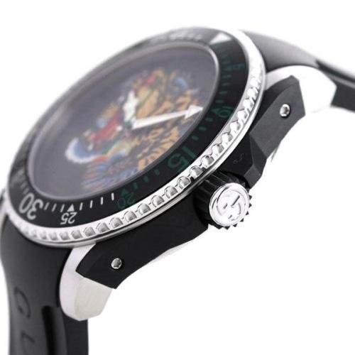 gucci-ya136318-mens-dive-tiger-motif-black-rubber-swiss-watch-elapsed-time-watchstatus-ltd-watches-2-953407_c41f1058-2af4-4867-8107-592793e93f7e Gucci Dive Tiger Black Dial Black Rubber Strap Watch For Men - YA136318