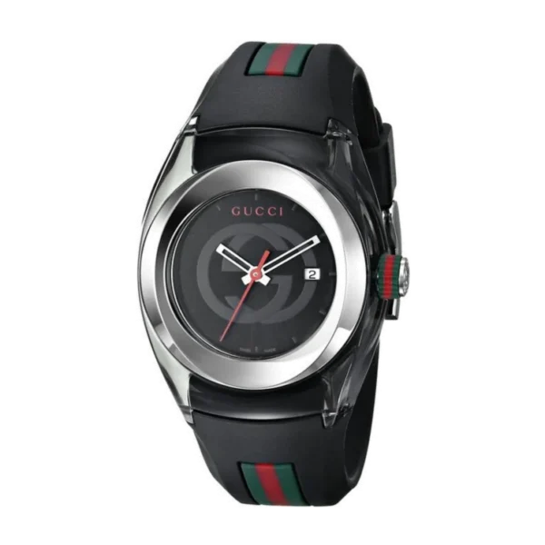 gucci-ya137301-unisex-watchbracelet-color-black-movement-quartz-waterproofing-50-m-dial-color-black-bracelet-material-rubber-dat Gucci Sync Quartz Black Dial Black Rubber Strap Watch For Men - YA137301