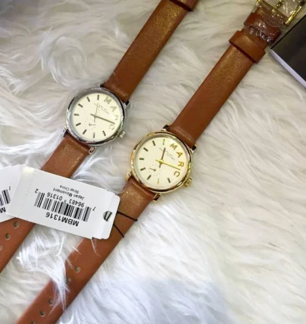 hbefjd-342178 Marc Jacobs Baker White Dial Brown Leather Strap Watch for Women - MBM1270